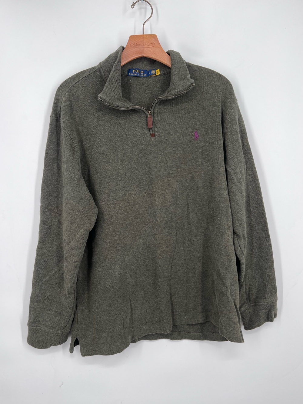 Polo Ralph Lauren Green Purple Pony Embroidered 1/4 Zip Pullover
